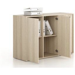 B2B Partner Szafa biurowa FRAME, niska, 3 drzwi, 1299 x 450 x 881 mm, PUSH-lock, dąb naturalny