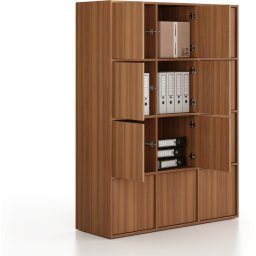 B2B Partner Szafa biurowa FRAME, 12x drzwi, 1299 x 450 x 1735 mm, PUSH-lock, orzech