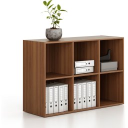B2B Partner Regał FRAME, niski, 3 kolumny, 881 x 1299 x 450 mm, orzech
