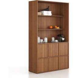 B2B Partner Szafka biurowa FRAME, 6x drzwi, 2x półka, 1299 x 450 x 2162 mm, PUSH-lock, orzech