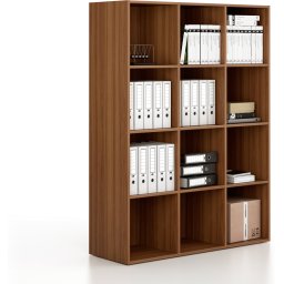 B2B Partner Regał FRAME, dolny, 3 kolumny, 1735 x 1299 x 450 mm, orzech