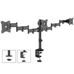 Maclean Uchwyt biurkowy na 3 monitory LCD podwójne ramiona MC-691 13"-27" 8kg