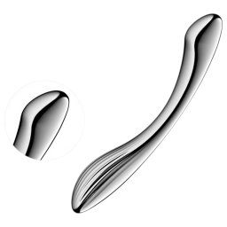 Satisfyer Pure Gravity 1 - dildo waginalne stalowe żebrowane - srebrny