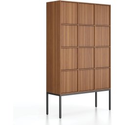 B2B Partner Szafa biurowa FRAME, czarna podstawa, 12x drzwi, 1299 x 450 x 2185 mm, PUSH-lock, orzech