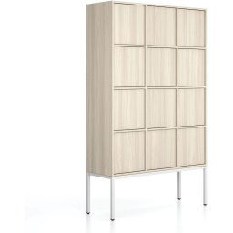 B2B Partner Szafa biurowa FRAME, podstawa biała, 12x drzwi, 1299 x 450 x 2185 mm, PUSH-lock, dąb naturalny