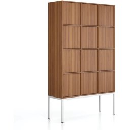 B2B Partner Szafa biurowa FRAME, podstawa biała, 12x drzwi, 1299 x 450 x 2185 mm, PUSH-lock, orzech