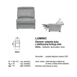 LUMINO WDAL Lewa, element wstawka duża - relax akumulator