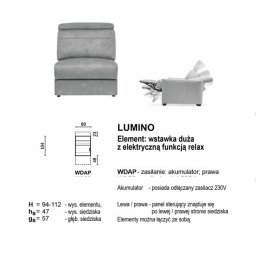 LUMINO WDAP Prawa, element wstawka duża - relax akumulator