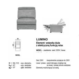 LUMINO WDEL Lewa, element wstawka duża - relax kabel