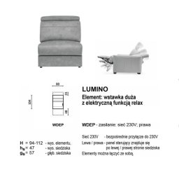 LUMINO WDEP Prawa, element wstawka duża - relax kabel