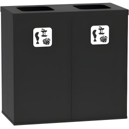B2B Partner Wewnętrzny kosz do segregacji śmieci, 2x 50 l, uchwyt na worek, czarny/czarny