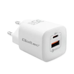 Qoltec GaN Ultra USB-A USB-C 35W Biały