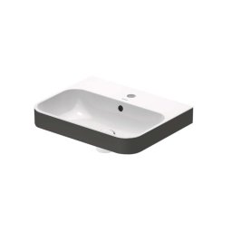 Duravit Happy D.2 - Umywalka nablatowa 50x40 cm, z przelewem, z otworem na baterię, WonderGliss, biała/matowy antracyt 23605061001