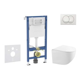 Geberit Duofix - Zestaw do montażu podtynkowego, toalety kompaktowej Gaia i deski softclose, przycisk Delta, biały SANI11CA3150B