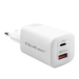Qoltec 50765 GaN ULTRA USB-A USB-C 65W Biały