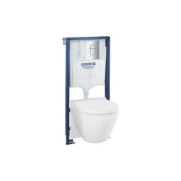 Grohe Solido - Zestaw do montażu naściennego, toaleta Euro Ceramic, deska SoftClose i przycisk Arena Cosmopolitan, Triple Vortex, chrom 102514SH00