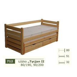 Łóżko parterowe Tycjan II z materacem piankowym (spanie 90/200)