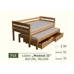 Łóżko parterowe Modest II z materacem piankowym (spanie 90/200)