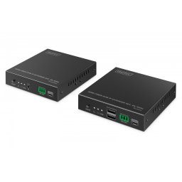 Digitus Przedłużacz (extender) światłowodowy HDMI 4K/60Hz z KVM USB 1.1 przez IP 1G lub do 40km/300m, max. 253 odbiorniki, HDMI Loop-Out, Audio - zest