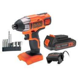BLACK+DECKER Narzędzia - AKU klucz udarowy 18 V z akcesoriami, 1x akumulator 2,0 Ah Li-Ion, ładowarka BDCIM18D1A-QW