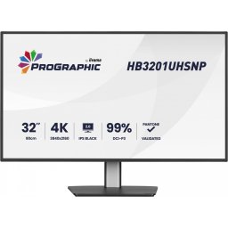 IIYAMA Monitor 31.5 cala ProGraphic HB3201UHSNP-B1 4K,IPS BLACK 2.0,450cd,VESA USB-c dock(PD:96W),HDMI,DP,DAISY/CHAIN,4xUSB,RJ45,3000:1,sRGB:100%,DCI-