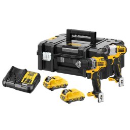 DeWALT - Zestaw wiertarki i klucza udarowego 12V, 2 akumulatory XR 3,0 Ah, ładowarka DCK2110L2T