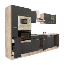 Meble kuchenne Yorki 310 z korpusem db sonoma, front antracyt jedwabisty poysk
