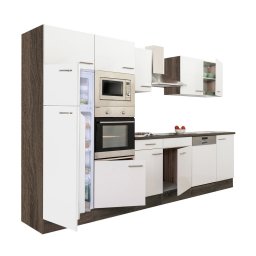 Meble kuchenne Yorki 340 z korpusem db york, front biay jedwabisty poysk