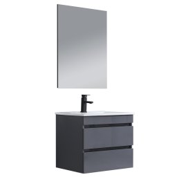 Cube meble azienkowe 60 cm umywalka ceramiczna z 2-szufladowym lustrem 60x80 cm szary antracyt