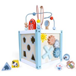 Drewniany edukacyjny sorter kostek z klockami
