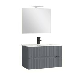 Trent Frdszobabtor 80 cm kermia mosdval (2 fikos) tkrrel 60x80 cm antracit szrke