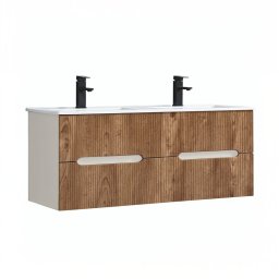 Dolna szafka azienkowa Trent 120 z ceramiczn umywalk (4 szuflady) db biay-sunset
