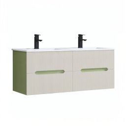 Dolna szafka azienkowa Trent 120 z ceramiczn umywalk (4 szuflady) jasnozielono-biaa