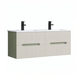 Dolna szafka azienkowa Trent 120 z ceramiczn umywalk (4 szuflady) zielono-biaa