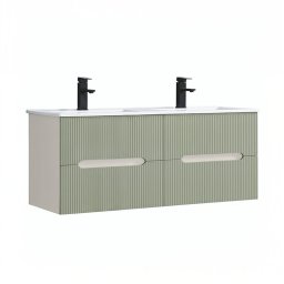 Dolna szafka azienkowa Trent 120 z ceramiczn umywalk (4 szuflady) biao-zielona