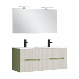 Trent Meble azienkowe 120 cm umywalka ceramiczna z lustrem 60x120 cm jasnozielono-biaa