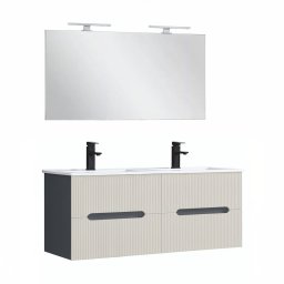 Trent Meble azienkowe 120 cm umywalka ceramiczna z lustrem 60x120 cm antracyt szaro-biay