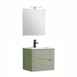 Trent Frdszobabtor 60 cm kermia mosdval (2 fikos) tkrrel 60x80 cm pisztciazld-olivazld