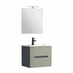 Trent Frdszobabtor 60 cm kermia mosdval (2 fikos) tkrrel 60x80 cm antracit szrke-olivazld