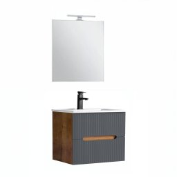 Trent Frdszobabtor 60 cm kermia mosdval (2 fikos) tkrrel 60x80 cm sunset tlgy-antracit szrke