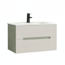 Dolna szafka azienkowa Trent 80 z ceramiczn umywalk (2 szuflady) zielono-biaa