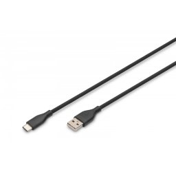 Digitus Kabel połączeniowy silikonowy USB-A - USB-C, USB 2.0 60W, 2m Czarny