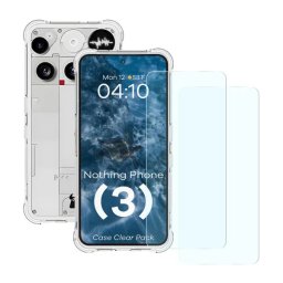 Bizon elastyczne etui Salpa + 2x szkło hartowane Clear Pack do Nothing Phone (3)
