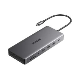UGREEN CM681 4x USB 2x HDMI DisplayPort RJ45 SD/TF AUX PD 100W Szary