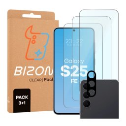 Bizon 3x Szkło hartowane + szybka na aparat Glass Clear Pack do Samsung Galaxy S25 FE