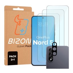 Bizon 3x Szkło hartowane + szybka na aparat Glass Clear Pack do OnePlus Nord 5
