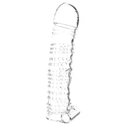 Lonely - nakładka na penisa wibrująca z wypustkami - przezroczysta