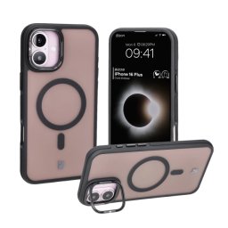 Bizon Eclipse z MagSafe i podstawką do iPhone 16 Plus Przydymione z czarną ramką