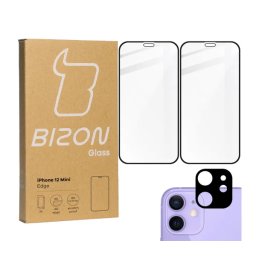 Bizon 2x Szkło + szybka na aparat Edge Pack do iPhone 12 Mini