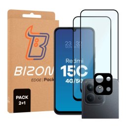 Bizon 2x Szkło + szybka na aparat Edge Pack do Xiaomi Redmi 15C 4G / 5G